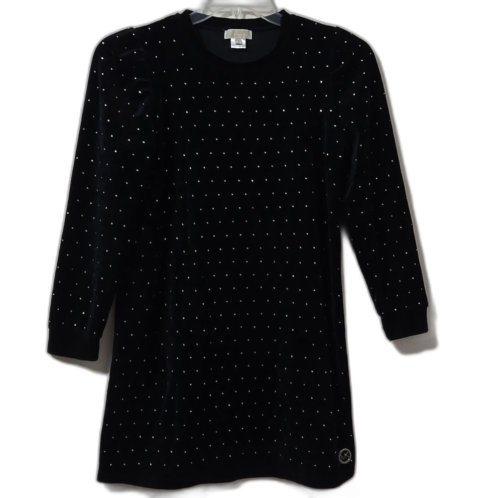 Michael Kors Velour Top Black Embellished HOLIDAY Size 14 TAYLOR SWIFT Goth